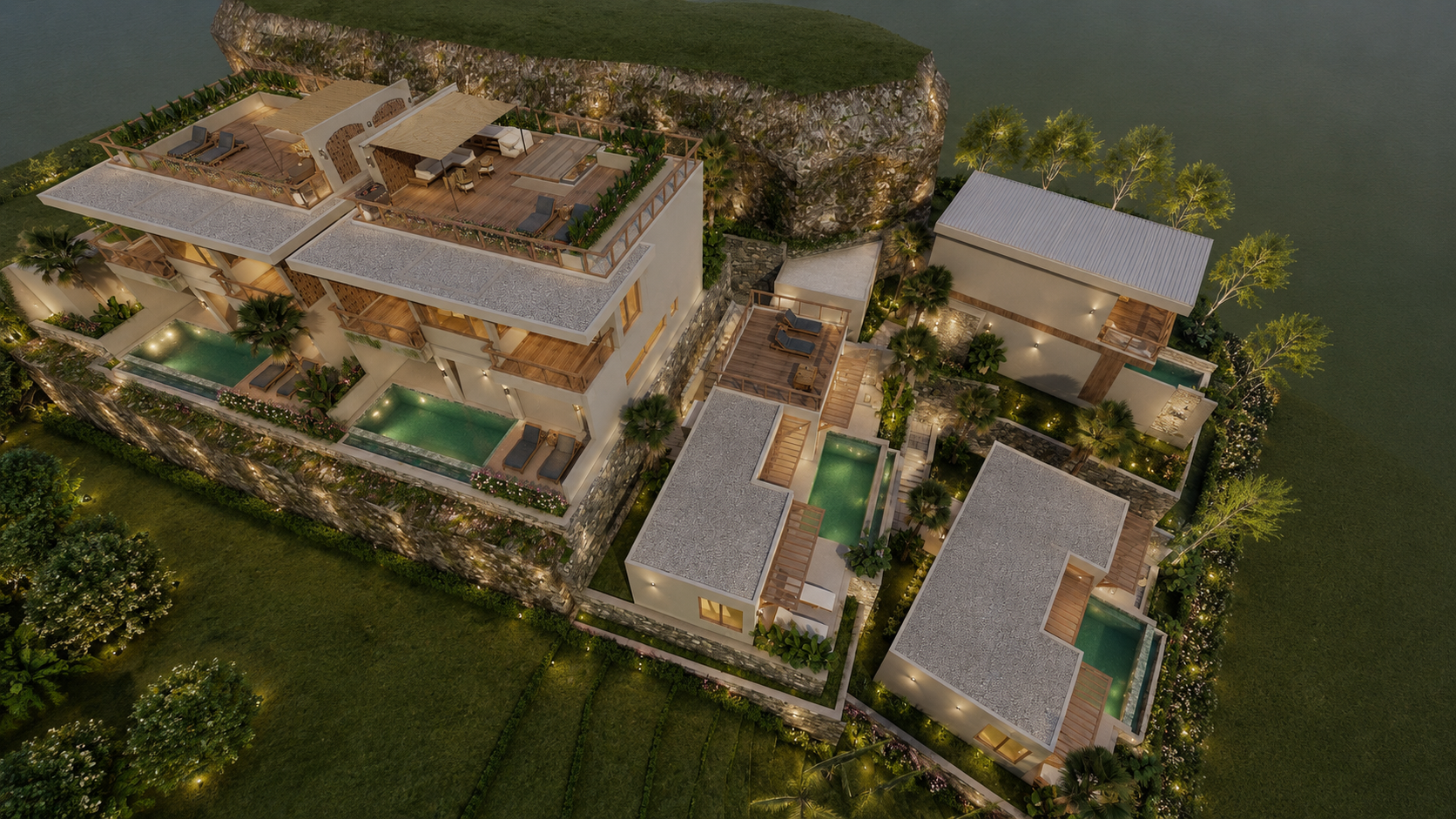 ENADIA Villas site masterlayout showing the five villa plots